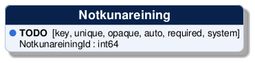 @startuml
!include /build/docs/_plantuml_styles/concept_properties.iuml

class "Notkunareining" {
  <color:$BULLET_COLOR>$BULLET_CHAR</color> **TODO**  [key, unique, opaque, auto, required, system]
  <color:transparent>$BULLET_CHAR</color> NotkunareiningId : int64 
}
@enduml