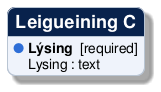 @startuml
!include /build/docs/_plantuml_styles/concept_properties.iuml

class "Leigueining C" {
  <color:$BULLET_COLOR>$BULLET_CHAR</color> **Lýsing**  [required]
  <color:transparent>$BULLET_CHAR</color> Lysing : text 
}
@enduml